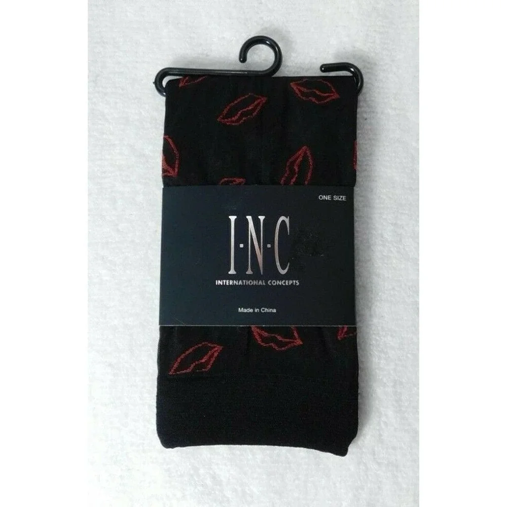 F267 INC Black Sheer Red Lips Anklet Socks